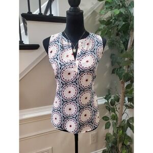 Loft Women's Multicolor 100% Rayon V-Neck Sleeveless Casual Top Blouse Size SP